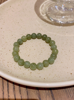 爆款新中式绿色玉髓手链女沙佛弗莱圆珠手串小众高级感闺蜜礼物手