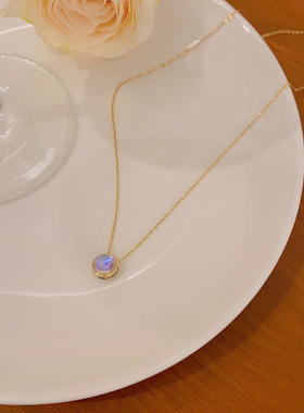 轻奢小众高级设计感蓝色梦幻星空钛钢项链女ins简约百搭气质锁骨