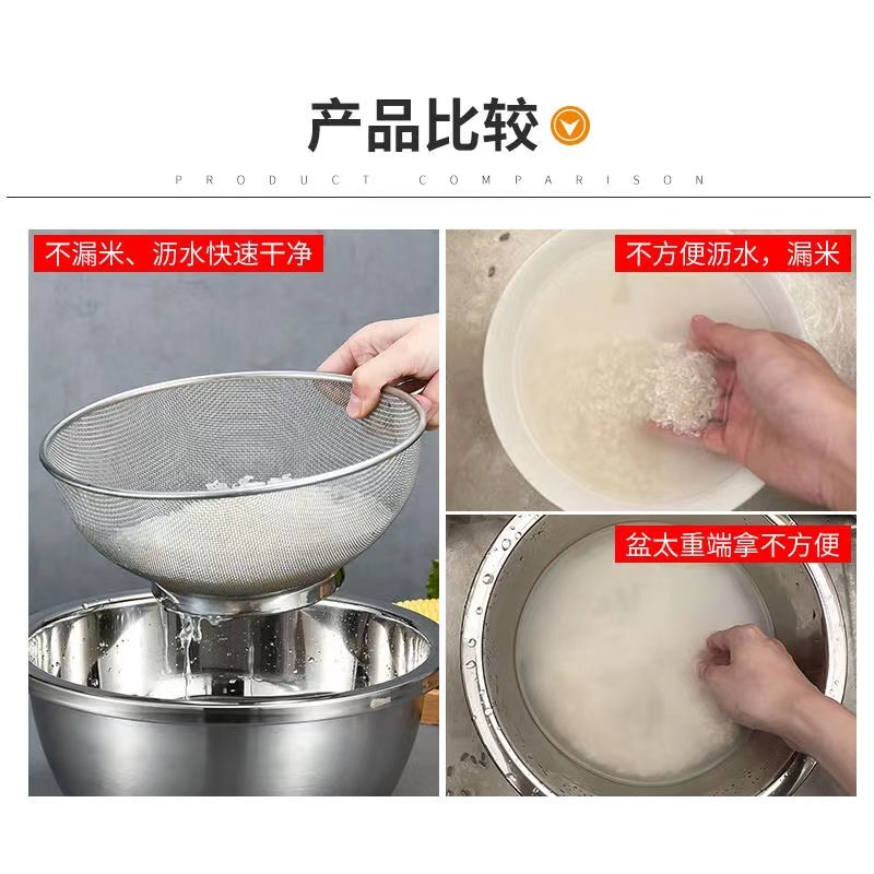 厨房淘米沥水篮不锈钢米筛漏盆过滤网筛水果洗米神器漏盆多功能,淘宝优惠券,粉丝福利购,淘宝优惠卷