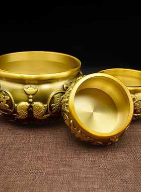 新款直销黄铜聚宝盆摆件铜制聚财开业礼品黄铜米缸存钱罐大号客厅