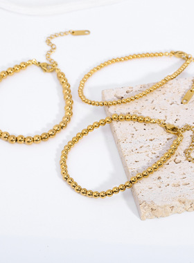 欧美简约钛钢镀金手链