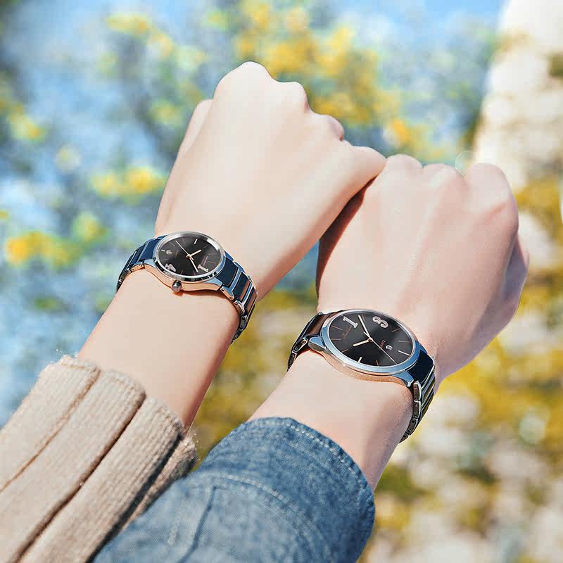 富迪豪陶瓷情侣情侣款一对石英表 富迪豪国产腕表