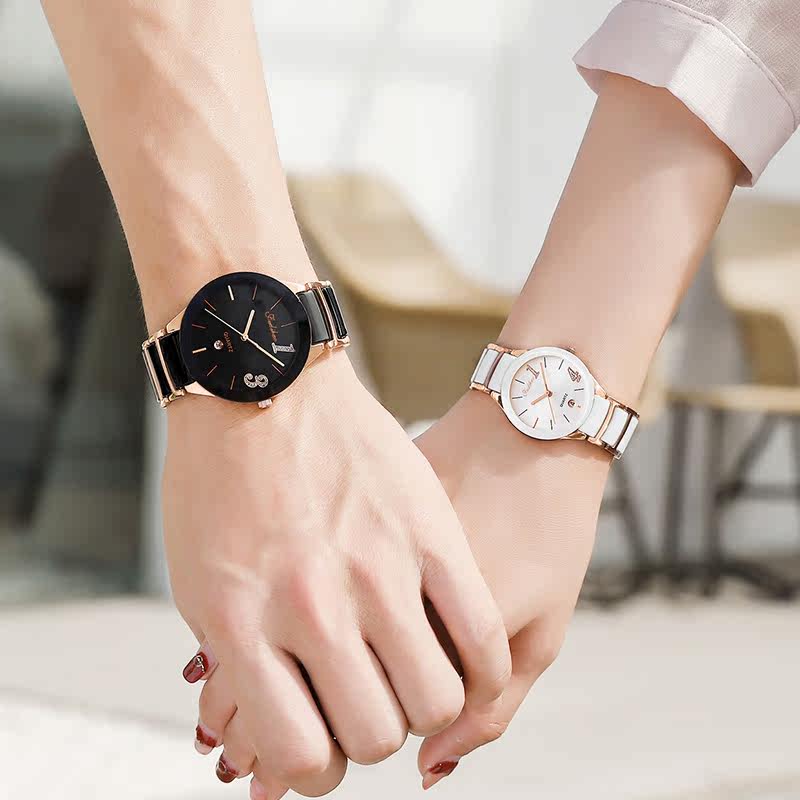 富迪豪陶瓷情侣情侣款一对石英表 富迪豪国产腕表