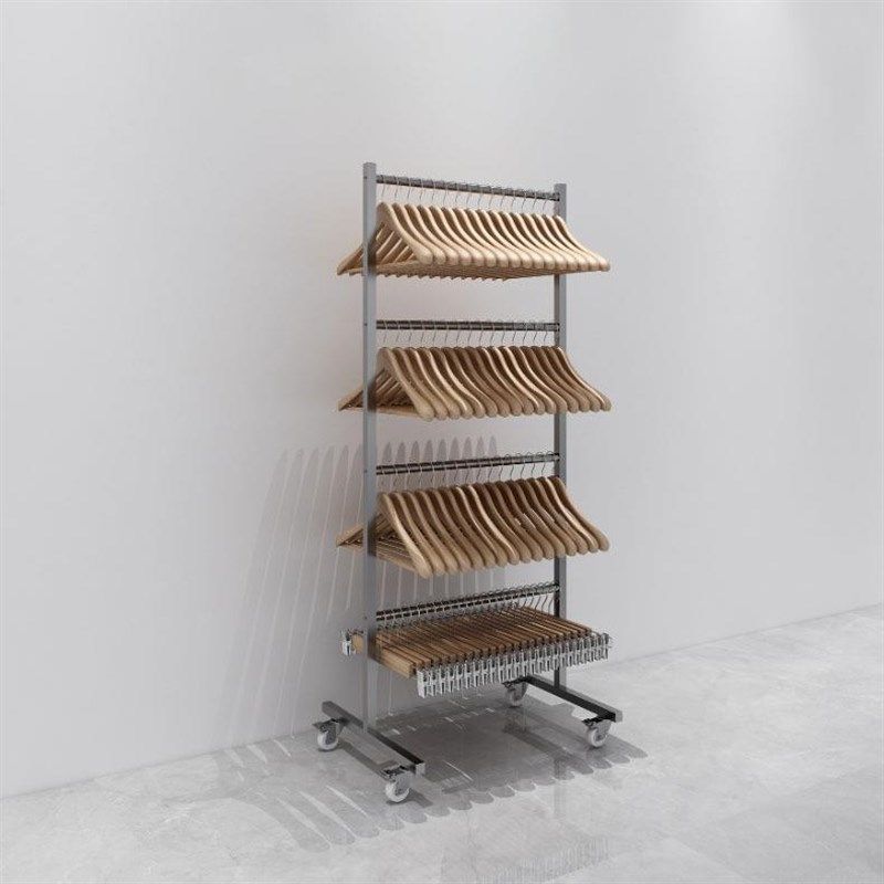 衣架收纳架服装店衣架整理神器多C层落地式可移动挂衣撑架子不锈 - 图2