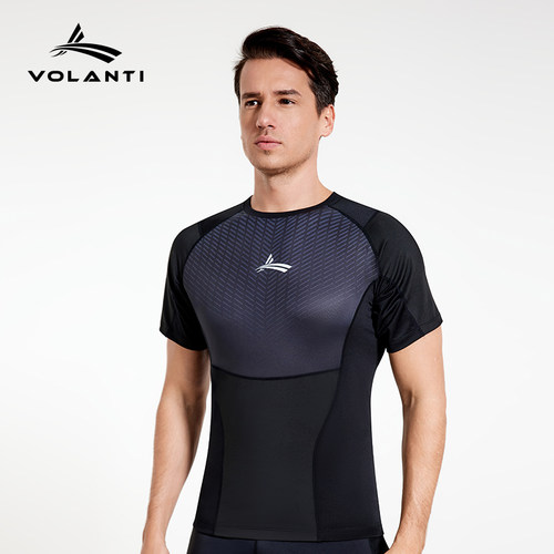 沃兰迪PowerMax紧身运动短袖T恤 跑步健身马拉松高弹紧身透气速干 - 图0