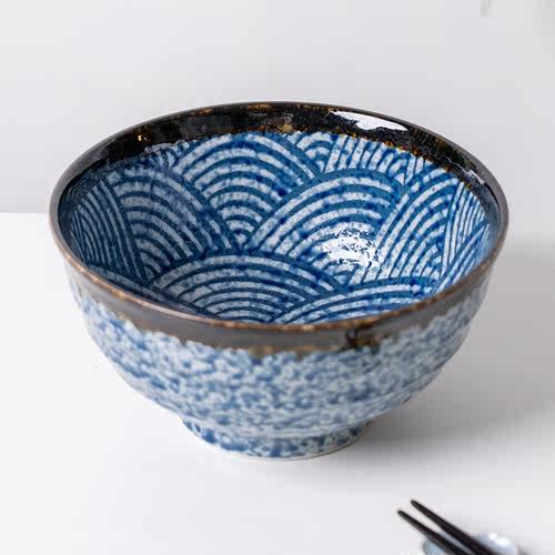 小鹿田烧日本进口陶瓷17cm面碗日式吃饭大汤碗家用拉面碗复古餐具 - 图3