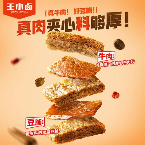 【李佳琦直播间】王小卤牛肉豆堡豆干零食120g-d - 图2