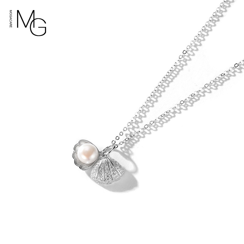 贝壳珍珠女925纯银小众ins锁骨链 mogacare项链