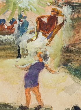 奧斯卡·拉斯克《Grundlsee的杂耍者 》客厅餐厅玄关装饰画 挂画
