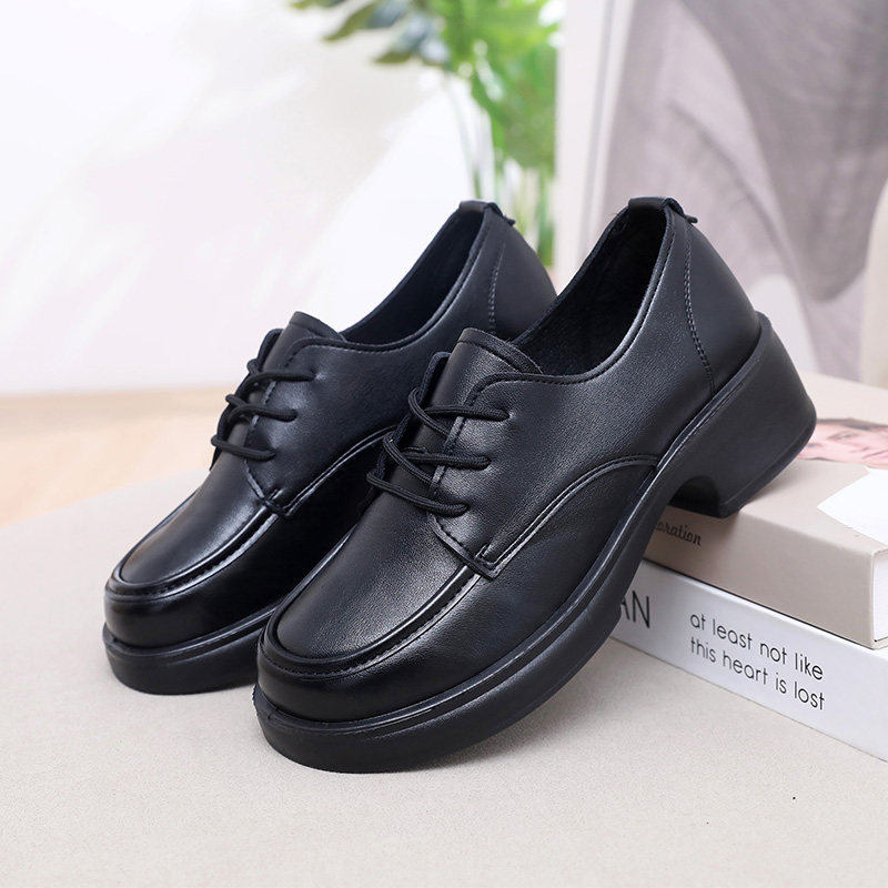 黑色小皮鞋女工作鞋防滑软底职业上班英伦厚底增高防滑妈妈鞋单鞋,淘宝优惠券,粉丝福利购,淘宝优惠卷