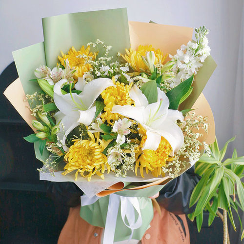 北京上海杭州菊花白菊清明节祭祀悼念花束天津广州扫墓鲜花花篮 - 图0