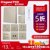 Roger Lang switch socket panel comfort Milan gold 16a Air conditioning plug Hong Kong open 5 holes 23 plug-in package