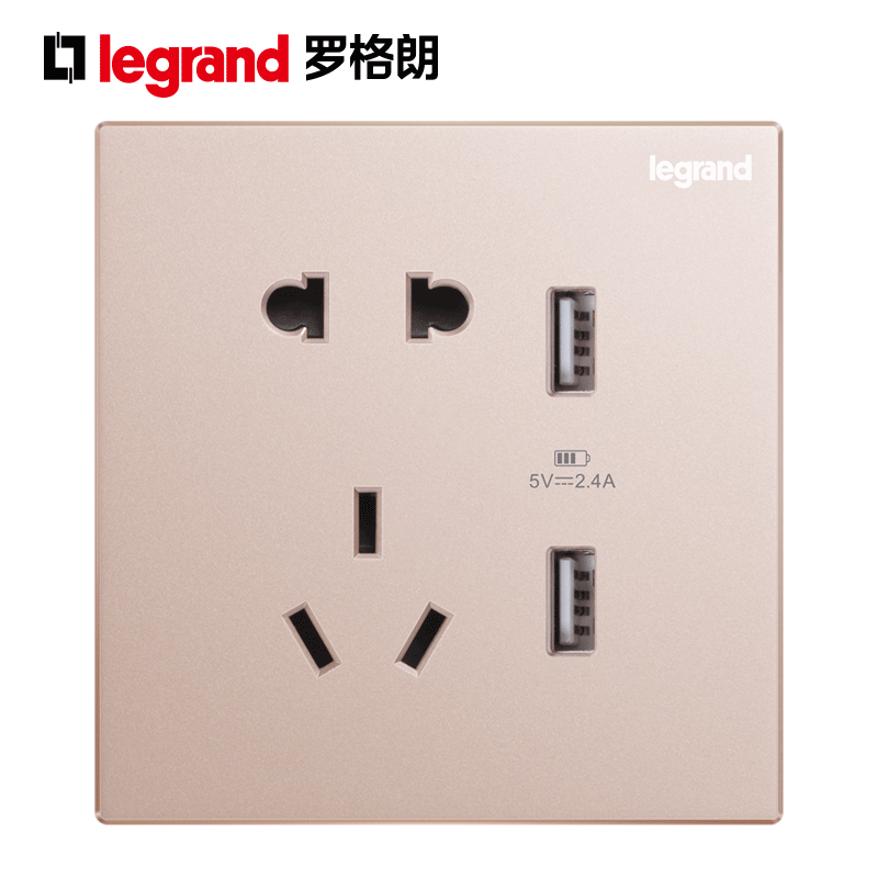 TCL罗格朗逸景USB五孔充电插座86型二三插墙壁USB面板快充美涵淳_虎窝淘