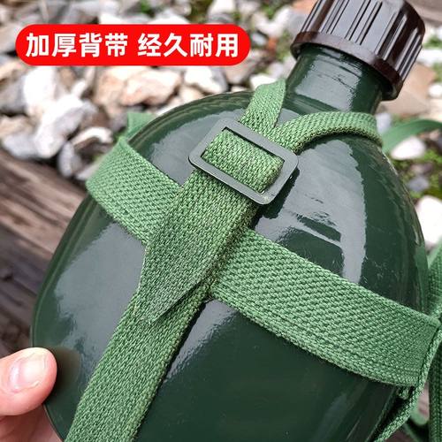 老式运动铝壶户外怀旧大容量87水壶水杯酒壶学生军训军绿色背带壶 - 图2