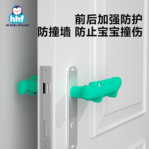 门把手保护套硅胶静音防磕碰撞家用防盗门宝宝房间拉手卧室防静电 - 图0
