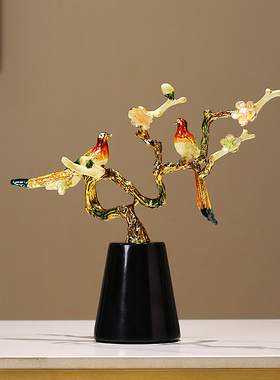 新中式珐琅彩金属摆件客厅书房隔断玄关装饰喜上眉梢乔迁新居礼品