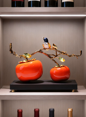 新中式柿柿如意摆件乔迁礼物