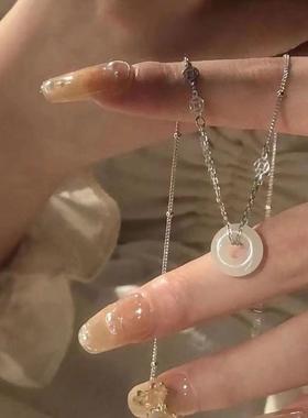 平安祥云项链女轻奢小众高级设计长命锁白玉锁骨毕业季礼物有意义