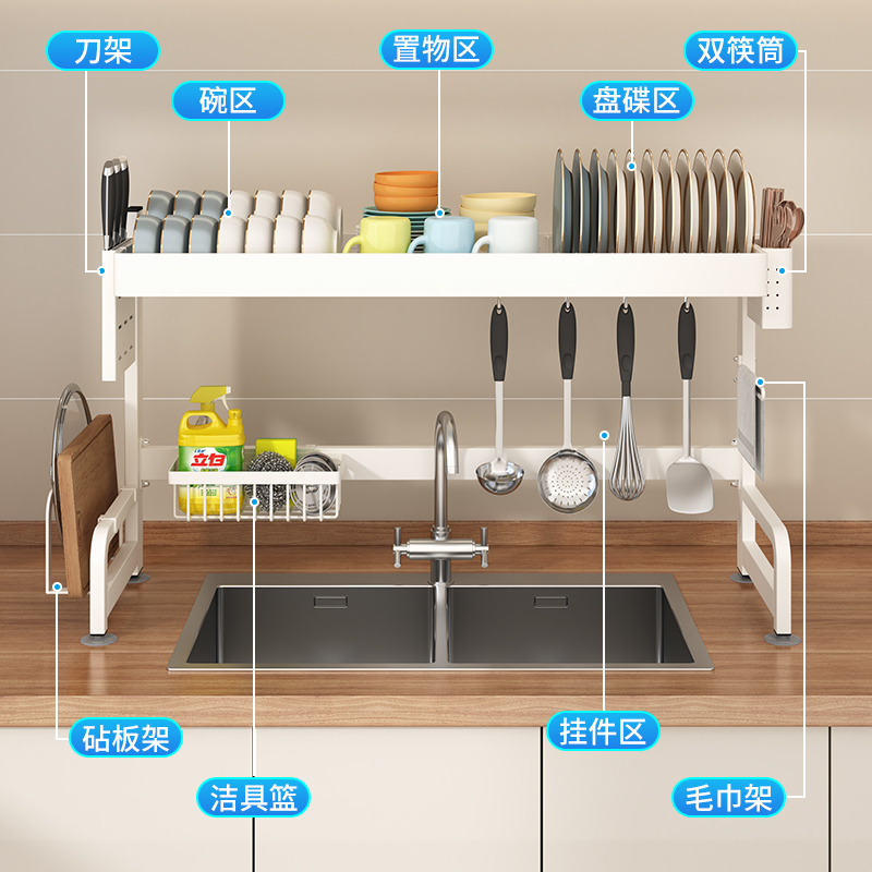 特厚厨房水槽置物架台面碗盘收纳架洗碗架子水池上放碗碟架沥水架