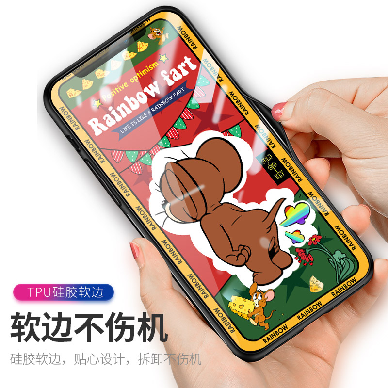 猫和老鼠适用苹果xsmax手机壳iphone12pro可爱卡通xrtom吃汉堡7plusjerry彩虹屁8个性6sp情侣款11max硅胶防摔-图2