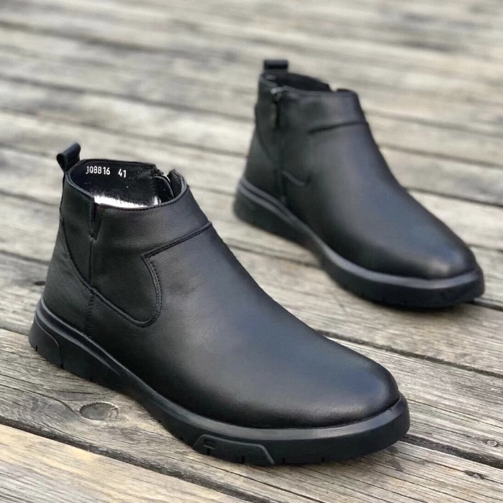 2025新款时尚休闲男鞋真皮软底中帮复古百搭男鞋秋冬男士毛鞋 - 图1