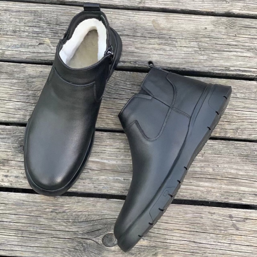 2025新款时尚休闲男鞋真皮软底中帮复古百搭男鞋秋冬男士毛鞋 - 图0