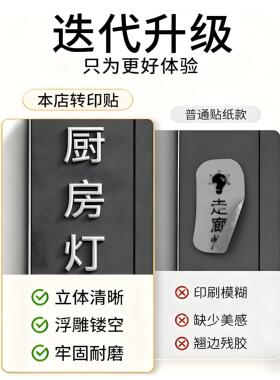 轻奢立体浮雕开关贴墙贴灯开关标识贴客厅卧室卫生间电表箱装饰贴