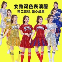 Cheerleading cheerleader outfit dress woman adult new square dance sequin sequa Stage Suit Short Skirt