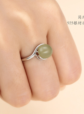 纯银蜜蜡琥珀绿松石女士戒指空托