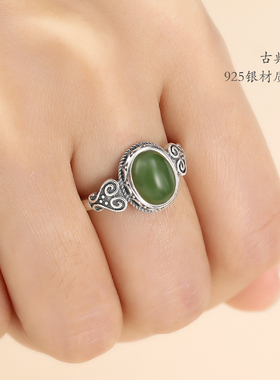 纯银复古戒指空托diyS925男女