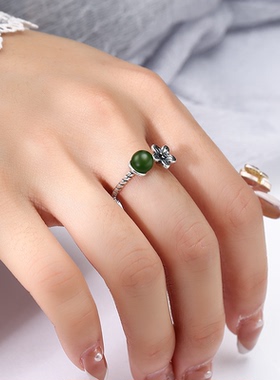 珍珠DIY配件日韩梅花戒指空托女