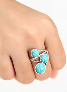 多石位镶嵌圆形蜜蜡男女戒指空托