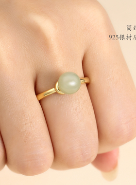 diy仿珍珠电镀18k金镶嵌戒指空托