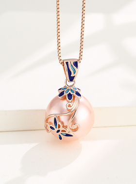 国潮新中式景泰蓝珍珠针式扣头