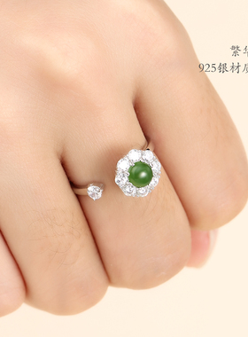 纯银旋转戒指女小众圆形S925空托