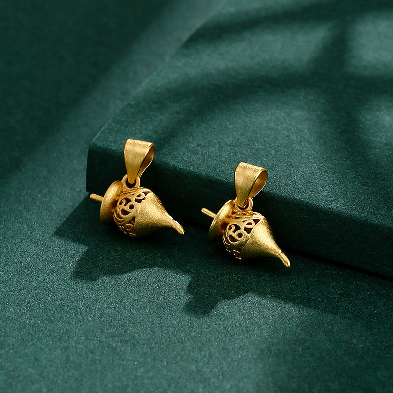 淡水珍珠项链空托diy配件 简约葫芦镶嵌蜜蜡翡翠圆珠针式吊坠扣头,淘宝优惠券,粉丝福利购,淘宝优惠卷