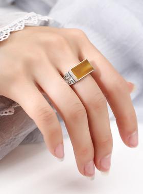 致闺蜜男复古个性马鞍戒指空托