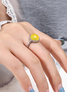 diy蜜蜡琥珀珍珠戒指托空托