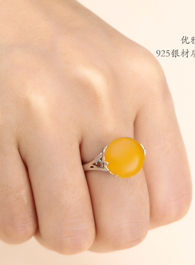 diy纯银蜜蜡转运珠戒指