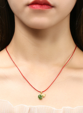 s925红黑男款玉佩编织吊坠挂绳