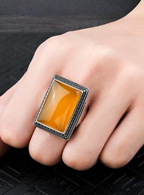 霸气个性方形戒指空托男镶嵌配件