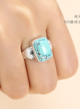 diy纯银镶嵌蜜蜡琥珀戒指空托