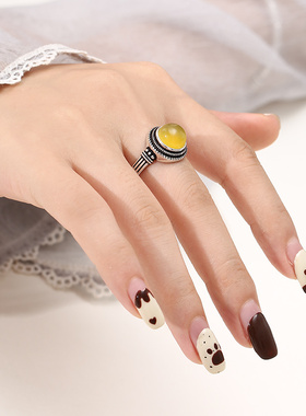 致闺蜜男女复古简约个性戒指空托