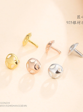 s925纯银堵头字针珍珠diy水晶