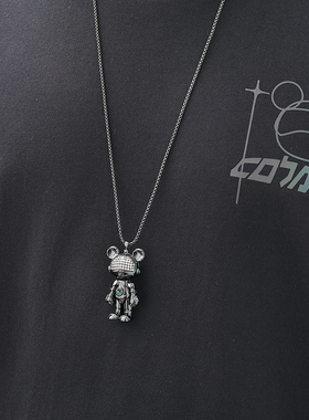 朋克风星际熊水钻配饰毛衣链情侣