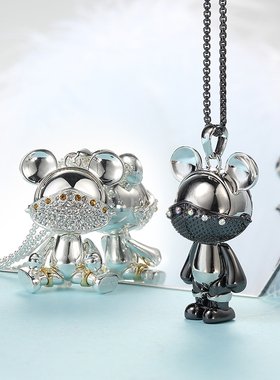 情侣轻奢项链星际熊铜情侣铜