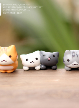 可爱风猫咪玩偶盆栽礼盒装摆件