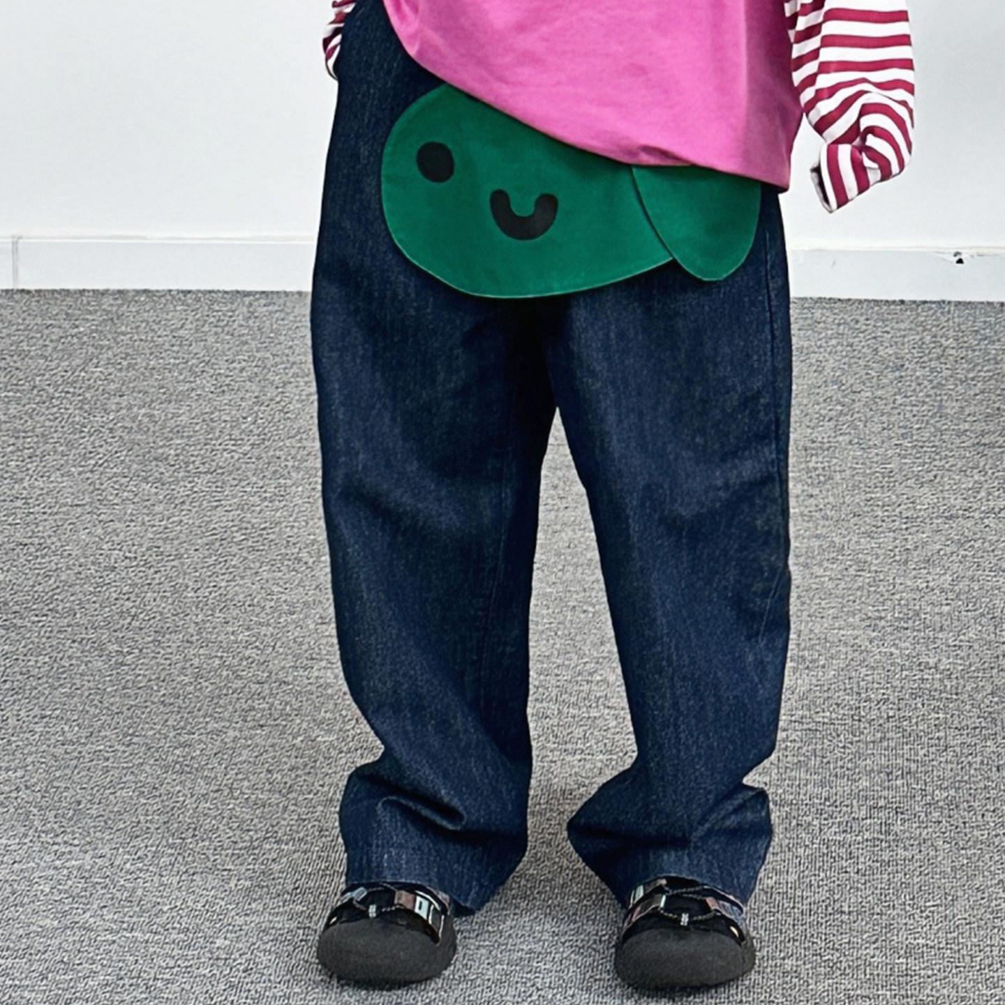 TYAKASHAKIDS塔卡沙童装裤子2025秋季新款趣味阔腿长裤牛仔裤