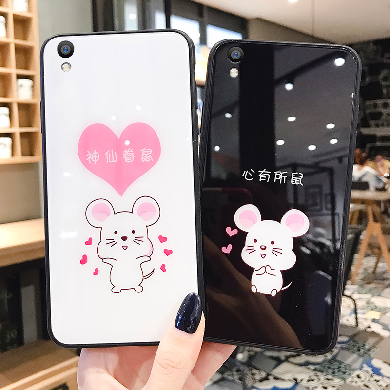 卡通鼠oppor9s手机壳女玻璃plus适用新款p网红oopoa硅胶opr个性opoor防摔r9可爱oppr情侣秀恩爱r7s保护套puls - 图1