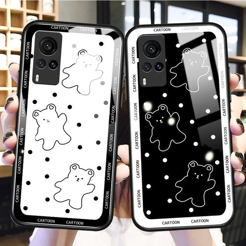 潮牌小熊vivox60手机壳x30pro保护套玻璃创意x27情侣男女款x27pro适用x60pro+卡通个性x30可爱x60pro超薄网红 - 图2